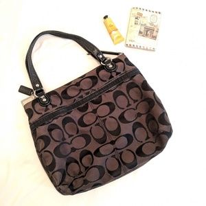 Coach signature woven black jacquard bag